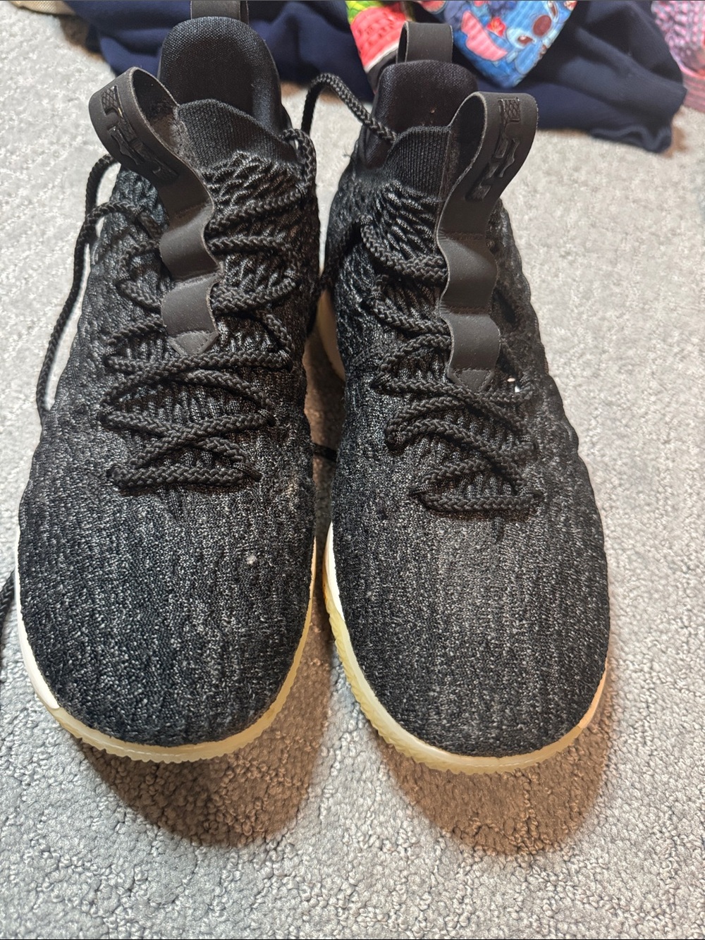 LeBron Nike Men's Knit Athletic Sneakers in Black and Cream Sole